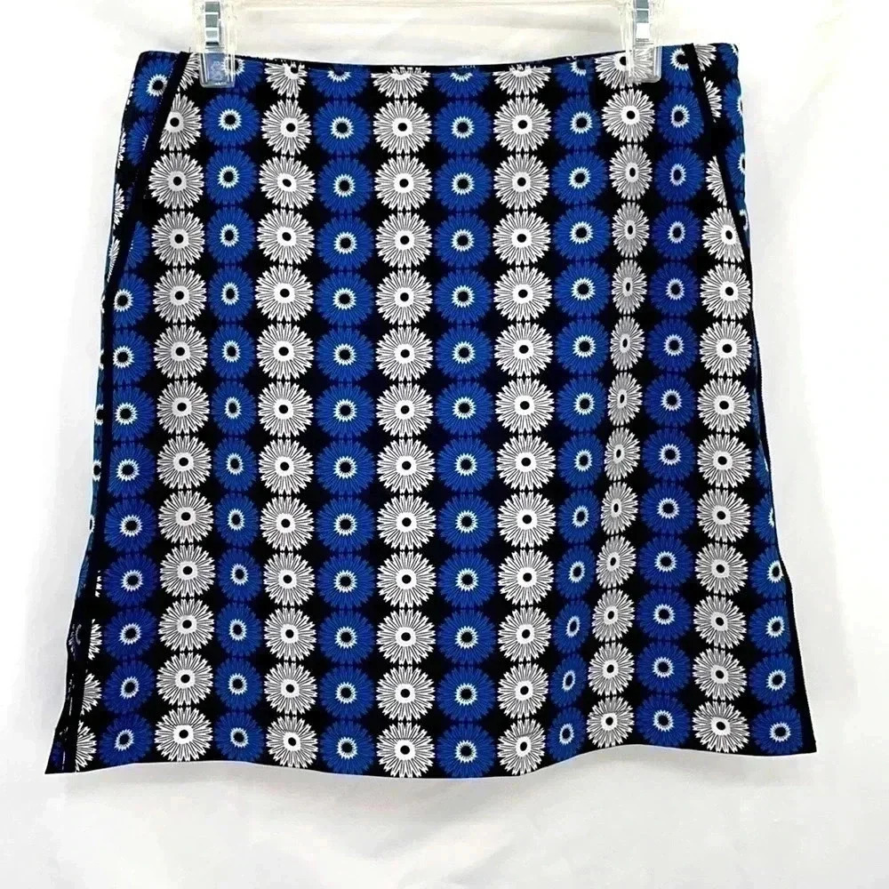 Golftini Skort Women 2L Blue Black Floral Daisy Print Athletic Golf Tennis Skirt